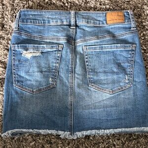 American Eagle Distressed Blue Denim Mini Skirt